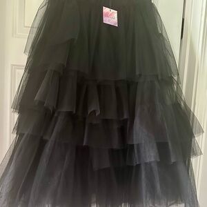 Elegant Black Layered Tulle Skirt